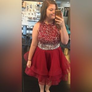 Red Tule & Sequin Homecoming dress